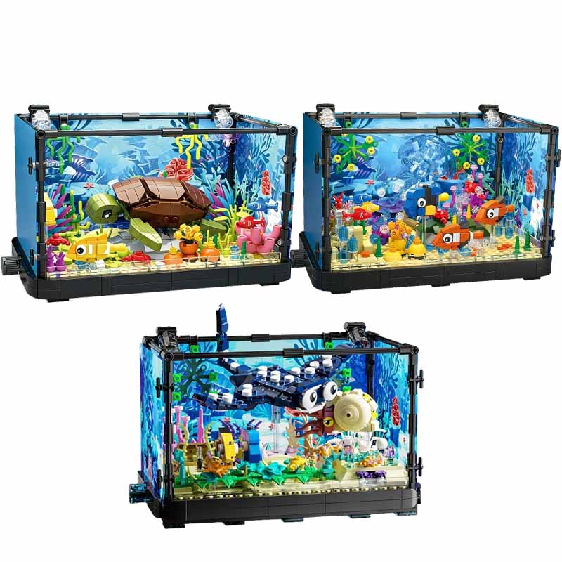 Aquarium Fish Land - 조명이 포함된 어항 빌딩 블록 세트,