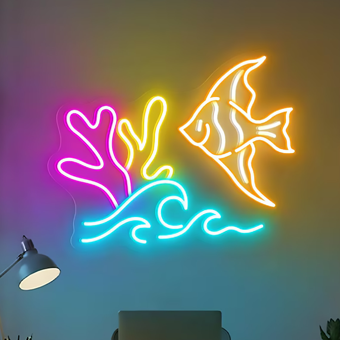 Aquarium Fish Restaurant - 물고기 네온사인 바다 동물 네온 해산물