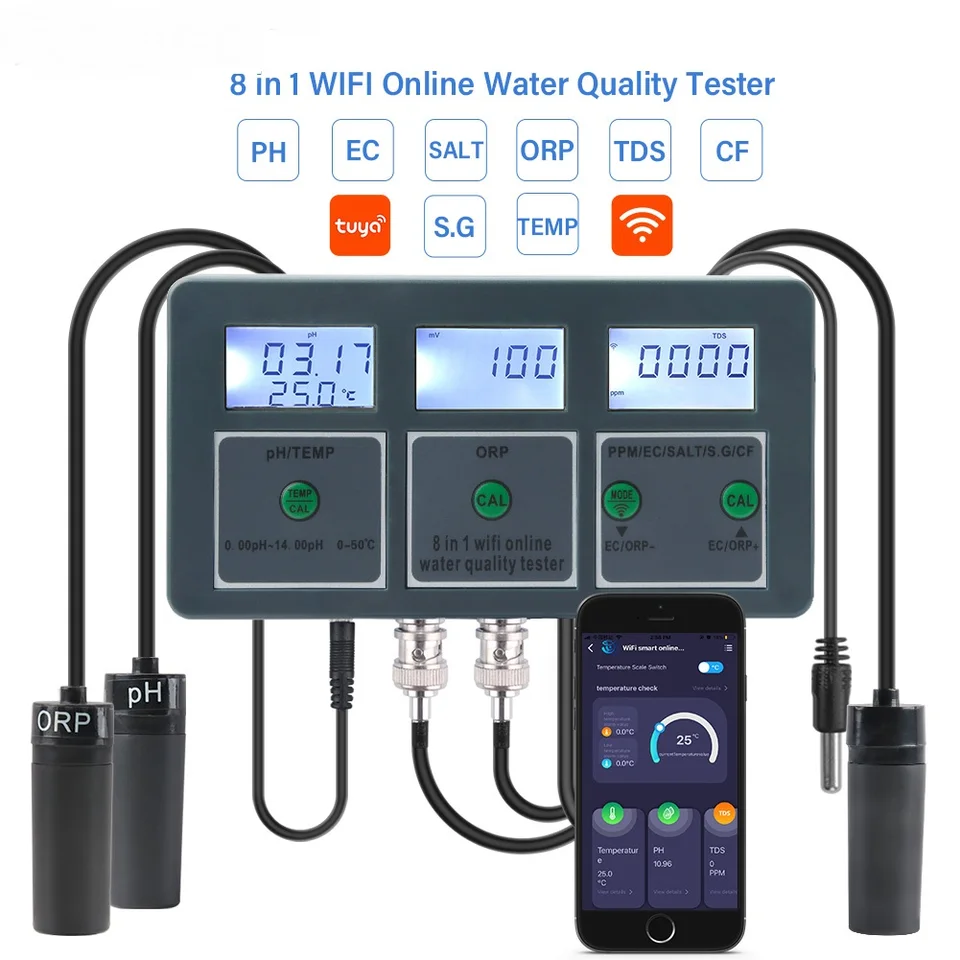 WiFi 디지털 PH ORP TDS EC 염도 비중 온 - Aquarium Fish Online 리뷰 및 가격
