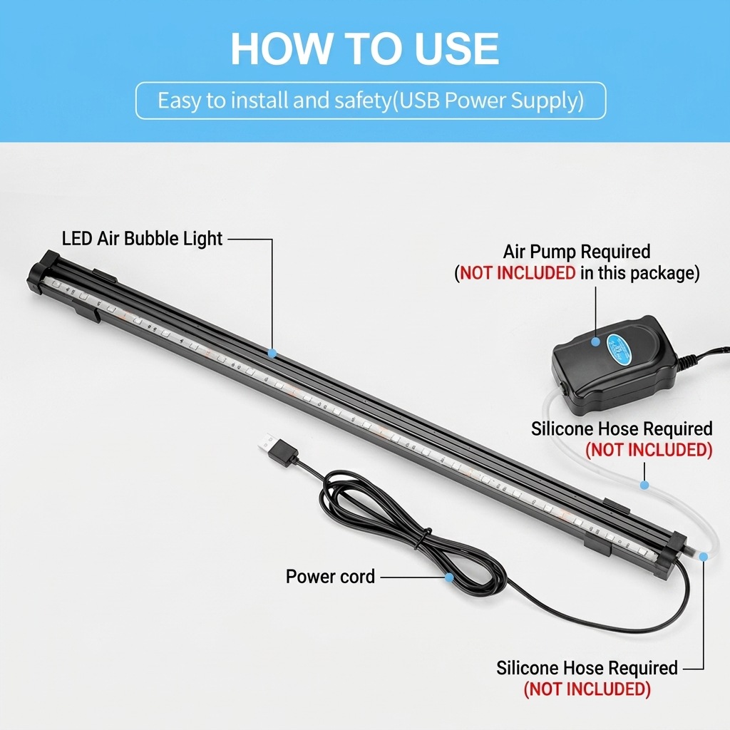USB LED 수족관 에어 버블 라이트 자동 RGB 색 - Aquarium Fish Light Lamp 리뷰 및 가격
